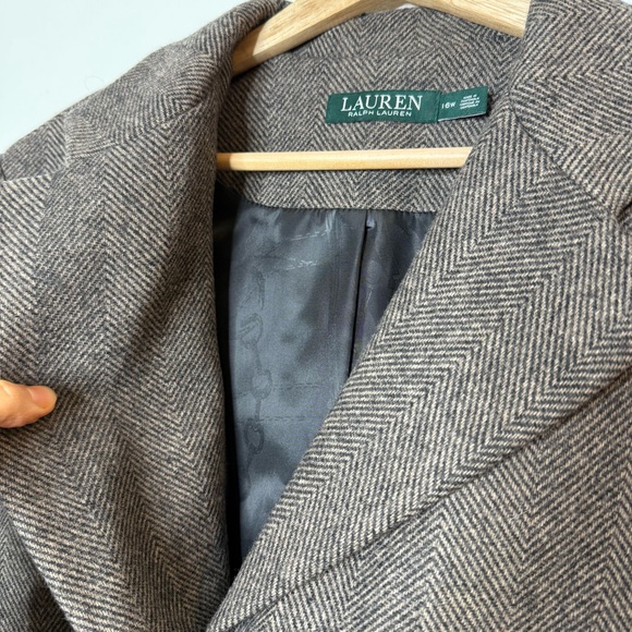 Lauren Ralph Lauren Wool Blend Herringbone Longline Classic Coat size 16 - Picture 3 of 9
